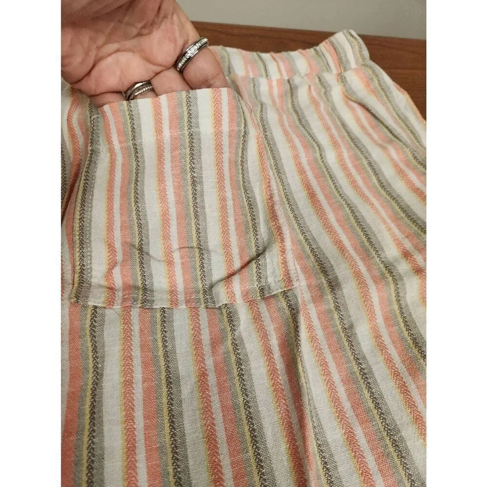 NWT Briggs Women's XXL Multicolor Striped Linen Blend Drawstring Shorts